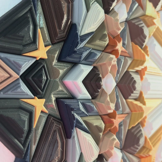 Mosaic STAR unique sculptural wall art with Islamic geometric patterns in star shape, 70x70cm | JOVI Creative